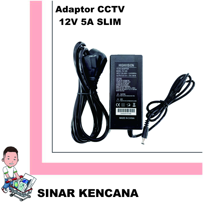 Adaptor CCTV 12V 5A SLIM