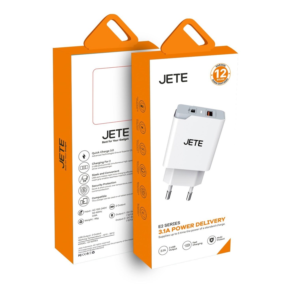 Kepala Charger Jete E2 Series 3.1A