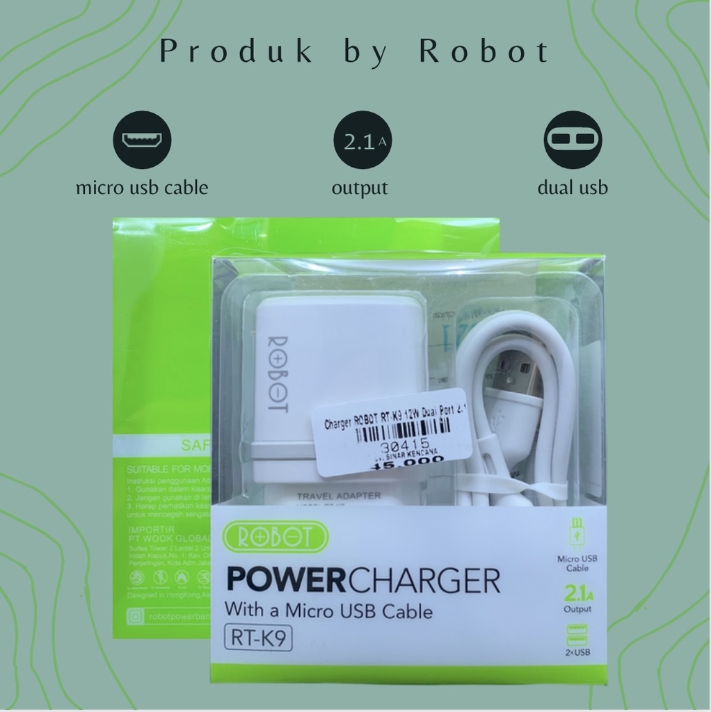 Charger ROBOT RT-K9 12W Dual Port 2.1AA