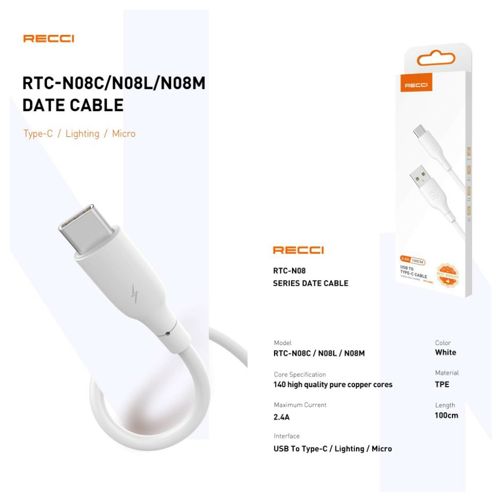 Kabel Data Type-C RECCI RTC-N08C