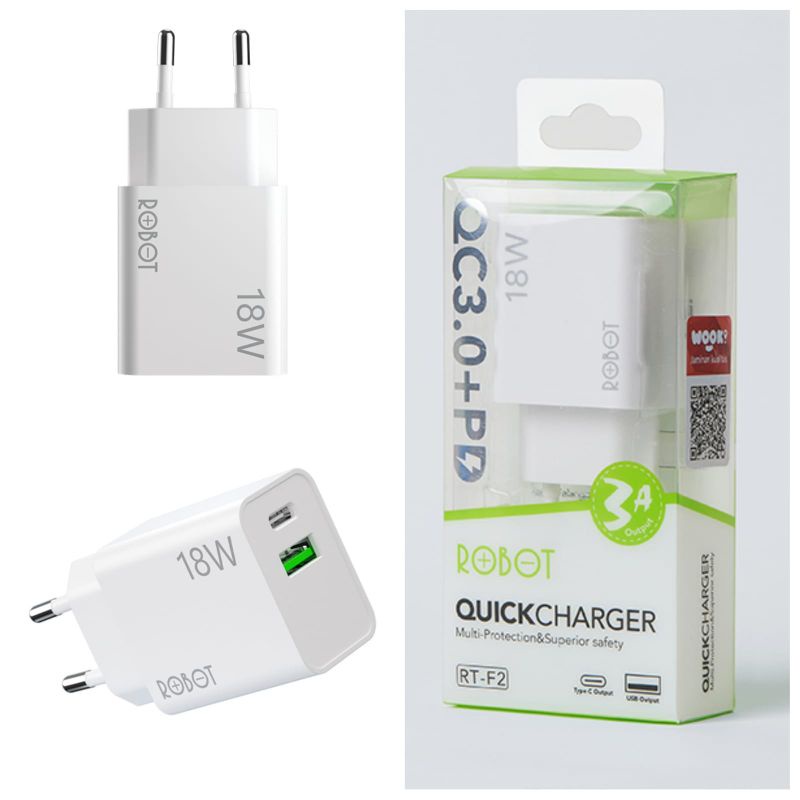 Kepala Charger ROBOT RT-F2 USB-TYPE C