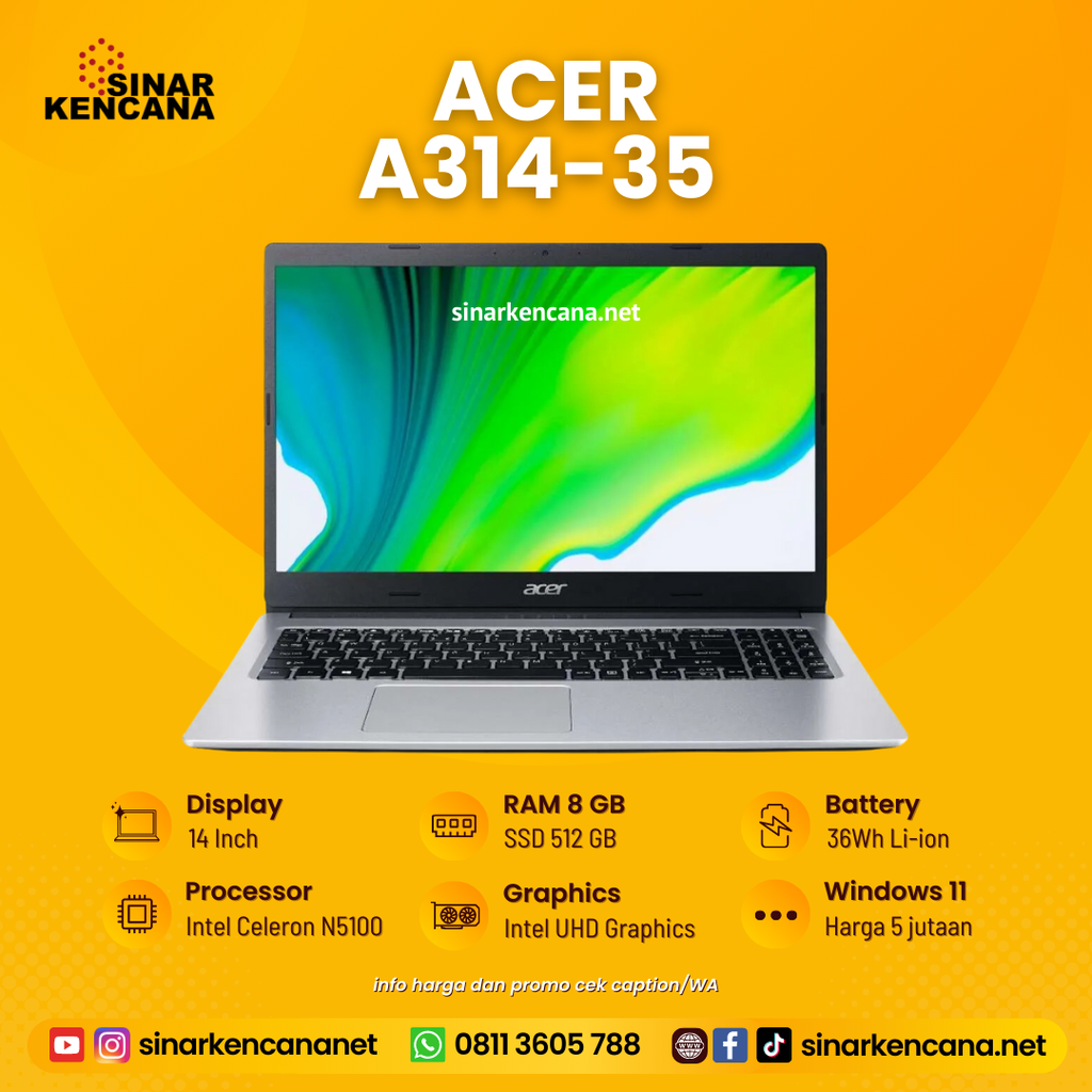 LAPTOP ACER A314-35 N5100/8GB/512GB/14"/WIN11