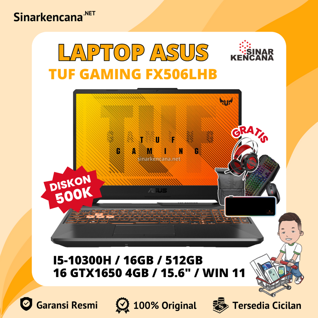 LAPTOP ASUS TUF GAMING FX506LHB I5-10300H/16GB/512GB/16 GTX1650 4GB/15.6"/WIN11
