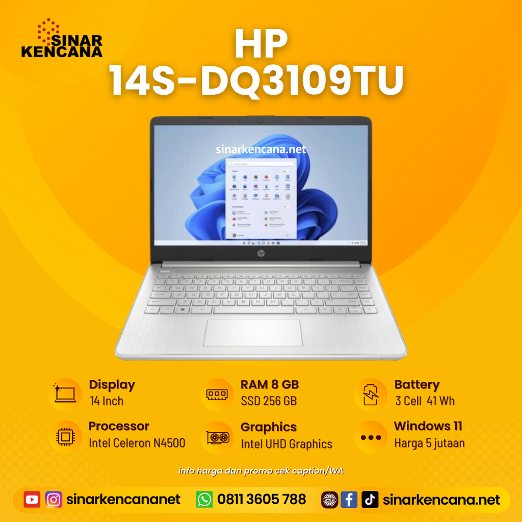 LAPTOP HP 14S-DQ3109TU N4500/8GB/256GB/14"/WIN11