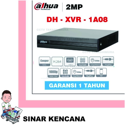 [006892] DVR 8 Channel 2MP XVR1A08 Dahua COOPERSeries