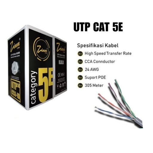 [006786] KABEL LAN UTP CAT 5 ZIMMLINK ( HITAM )