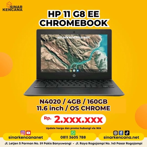 [31931] LAPTOP HP 11 G8 EE CHROMEBOOK GRAY N4020/4GB/160GB/11.6"/OS CHROME