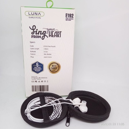 [32278] Earphone LUNA E192 With Pouch