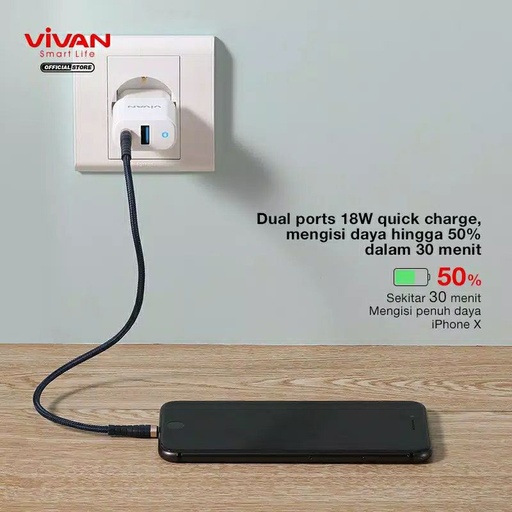 [33060] Charger Type C VIVAN Power Super 3.0 18W Dual Usb C